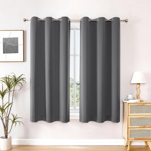 ChrisDowa Small Window Curtains - Thermal Insulated Grommet Room Darkening Panels | Grey, 29 x 40 Inch