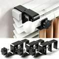 Over Blinds Curtain Rod Brackets for Outside Mounted, No-Drill Blinds Curtain Rod Holders for 1.3-2" Rectangular Headrails, Tool-Free & No Wall Damage, Apartment & Renter Friendly (Set of 3, Black)