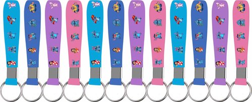 cerfioo 86pcs Stitch Birthday Party decorations Set Included 12 Bracelets, 12 Acrylic Pins, 12 Keychains, 50 Stickers, for Boys and Girls Cartoon Theme Party
