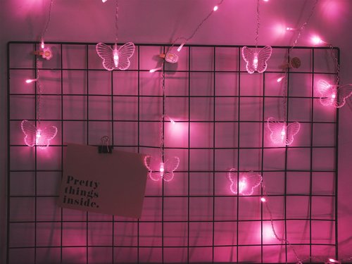 Butterfly Curtain Fairy Lights, 120LED Pink Twinkle String Lights with Romote, 8 Modes USB Powered Christmas Lights for Wedding, Bedroom, Party Decoration