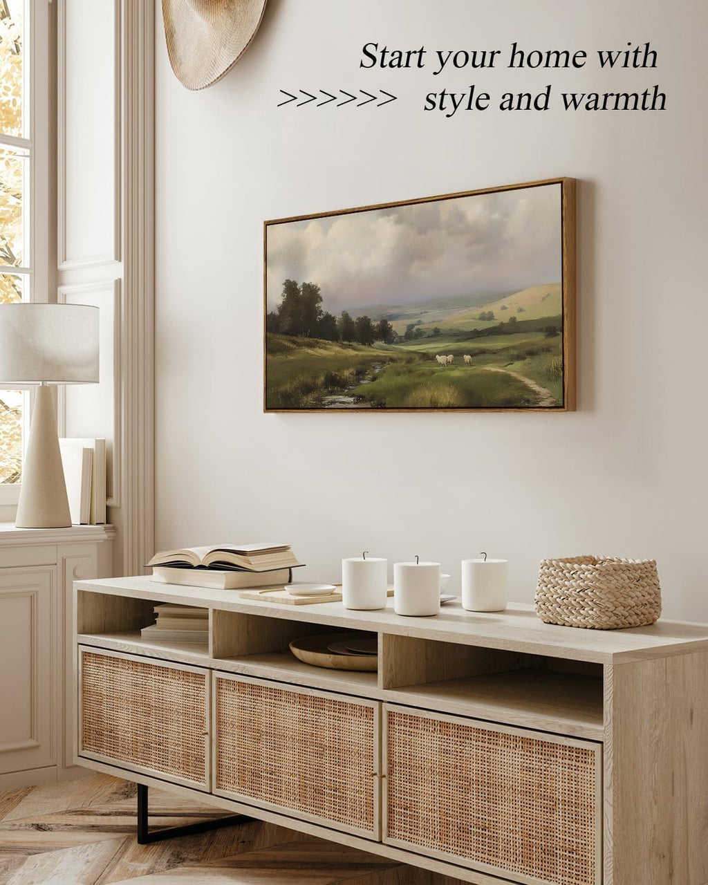 ARPEOTCY Extra Large Vintage Lamb Wall Art - Country Farmhouse Canvas Print, 20x40 Inch