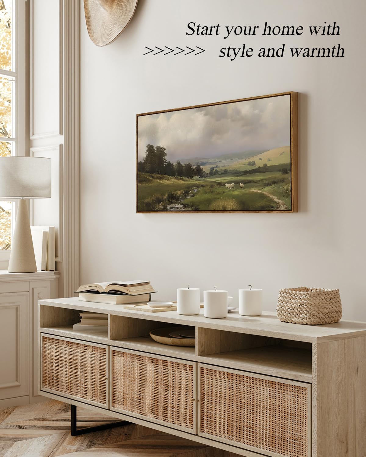 ARPEOTCY Extra Large Vintage Lamb Wall Art - Country Farmhouse Canvas Print, 20x40 Inch
