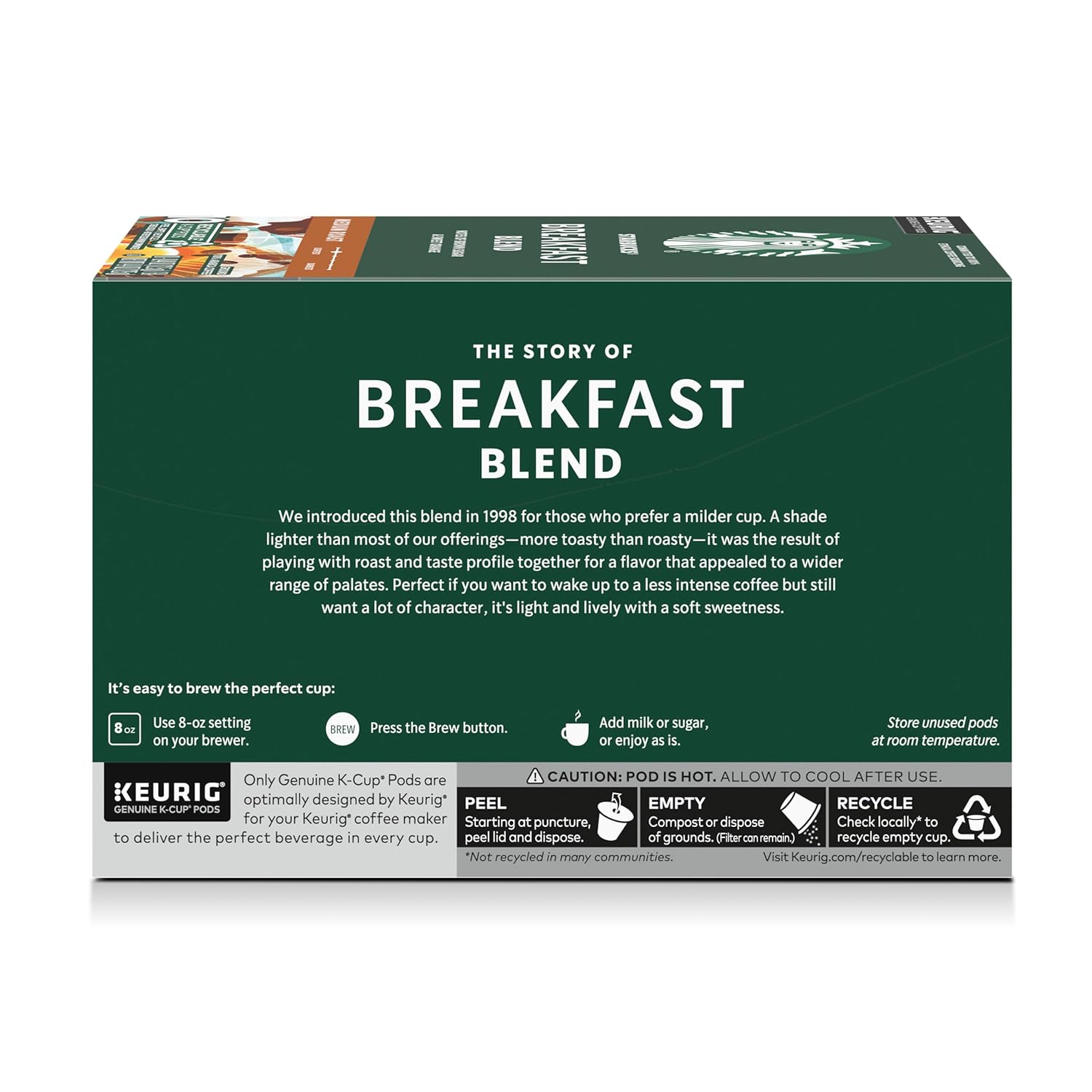 Starbucks K-Cup Coffee Pods - Medium Roast Breakfast Blend for Hot or Iced Coffee | 10 Pods