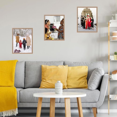 JCJMY 14x19 Picture Frame - Shatter Resistant Plexiglass for Horizontal & Vertical Wall Display | Rustic Brown