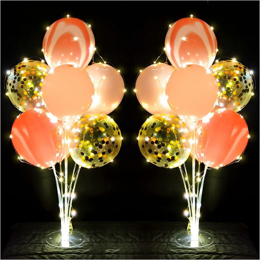 Skiennix Balloon Stand Kit - Pink Table Centerpiece with String Lights | Reusable Party Decorations