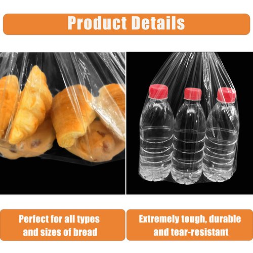 Homrelaxy 120Pcs Plastic Bread Bags for Homemade Bread and 120 Ties, 18 x 8 x 4 Inch Reusable Clear Loaf Bags, Adjustable, Perfect for Home Bakers and Bakeries (120Pcs)