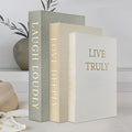 YKANYN Aesthetic Decorative Books, Set of 3 Linen Fake Book Boxes, Faux Book Decor for Coffee Table, Bookshelf, Entryway Tables