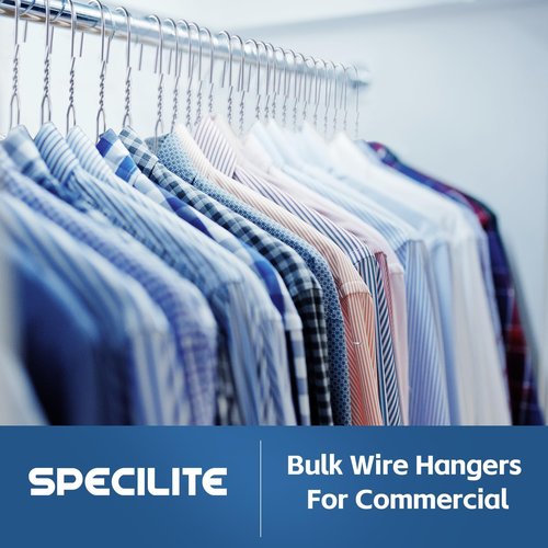SPECILITE 18 Inch Wire Metal Clothes Hangers Bulk 100 Pack for Large Size Suits, Coats, Shirts, Pants, Skirts, Space Saving, Non Slip,12 Gauge Ultra Thin, Silver