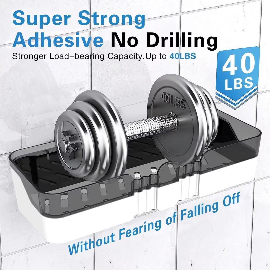 Skiennix 2-Pack Shower Caddy - Separable Organizer with Soap Dish & Hooks | No-Drill Double Layer Shelf (Black)