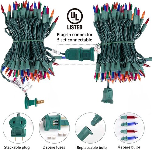 Minetom Clear Christmas Lights - 100 Count Mini String Lights, 26.5 Feet Waterproof for Indoor/Outdoor Use | Multicolored Holiday Decor