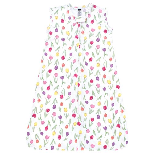 Hudson Baby Unisex Baby Cotton Sleeveless Wearable Sleeping Bag, Sack, Blanket, Spring Tulips, 18-24 Months