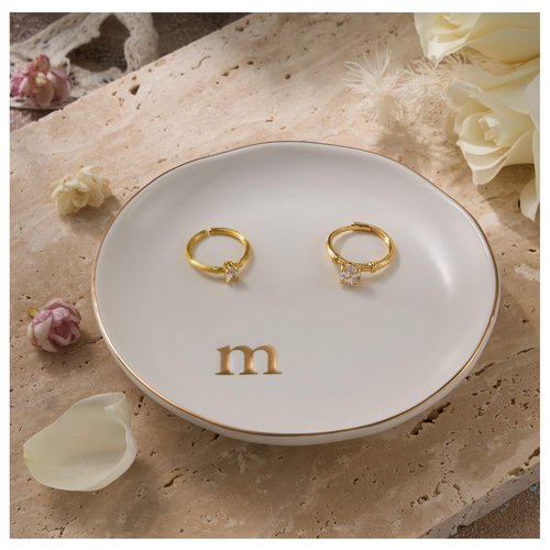 Lolalet Handmade Ceramic Ring Dish Jewelry Tray Plate with Initial, Small Monogram Gift for Her Women Girls Mother, Hostess, Engagement, Bridal Shower, Maid of Honor, Bridesmaid, Birthday, Christmas