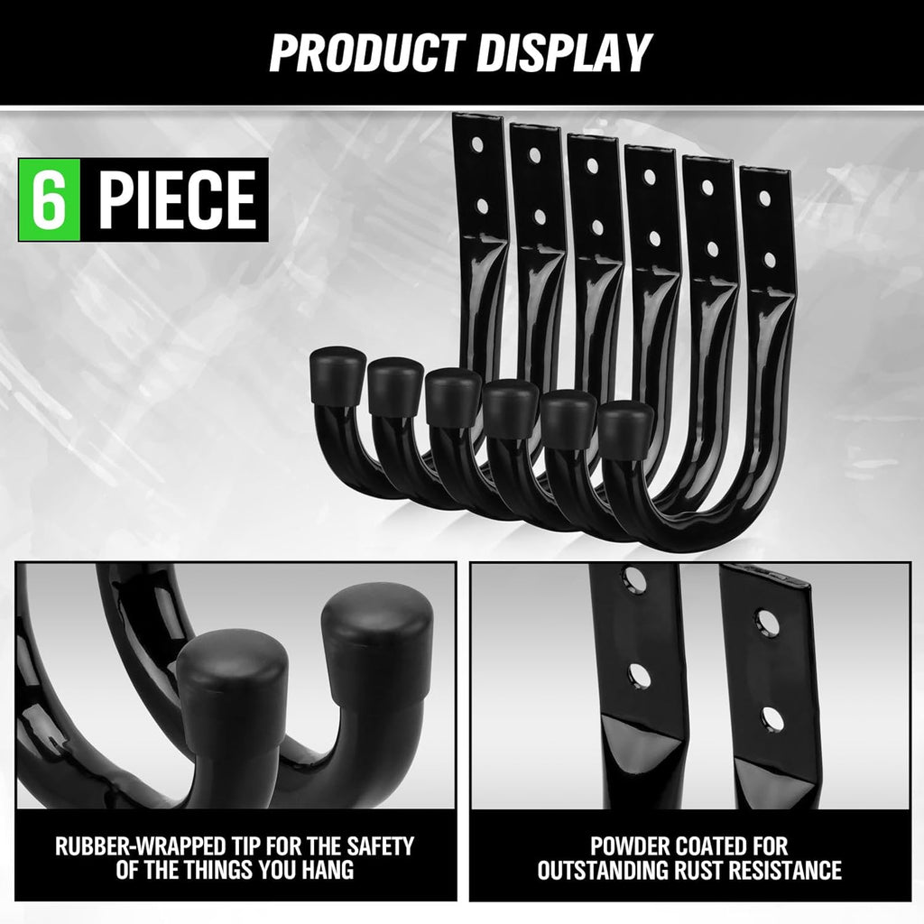 SWANLAKE Garden Tools | 12-Piece Heavy Duty Garage Storage Hooks & Utility Bike Hooks