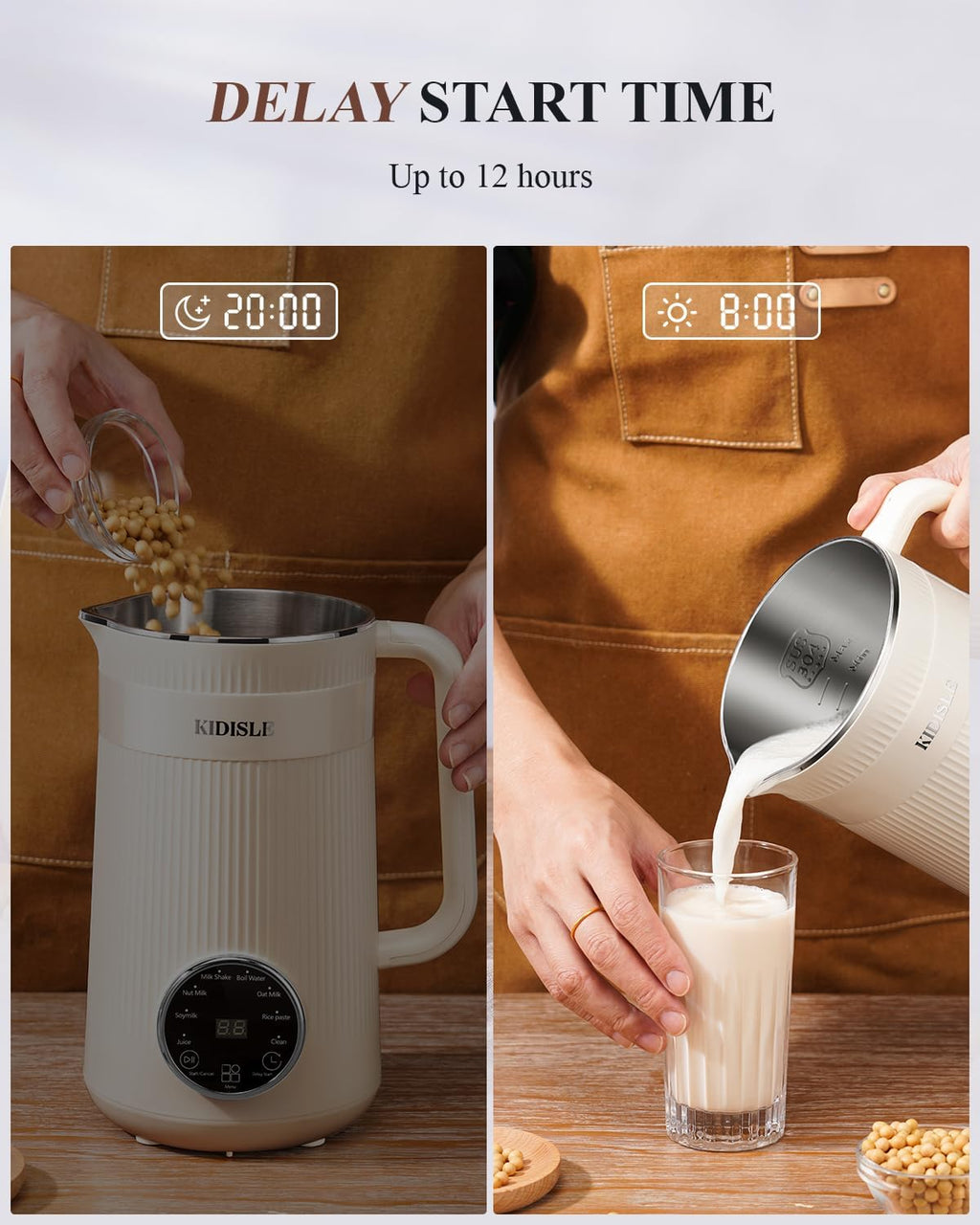 Skiennix 8-in-1 Nut Milk Maker Blender - 32oz Automatic Machine for Soy, Almond, Oat & Coconut Beverages