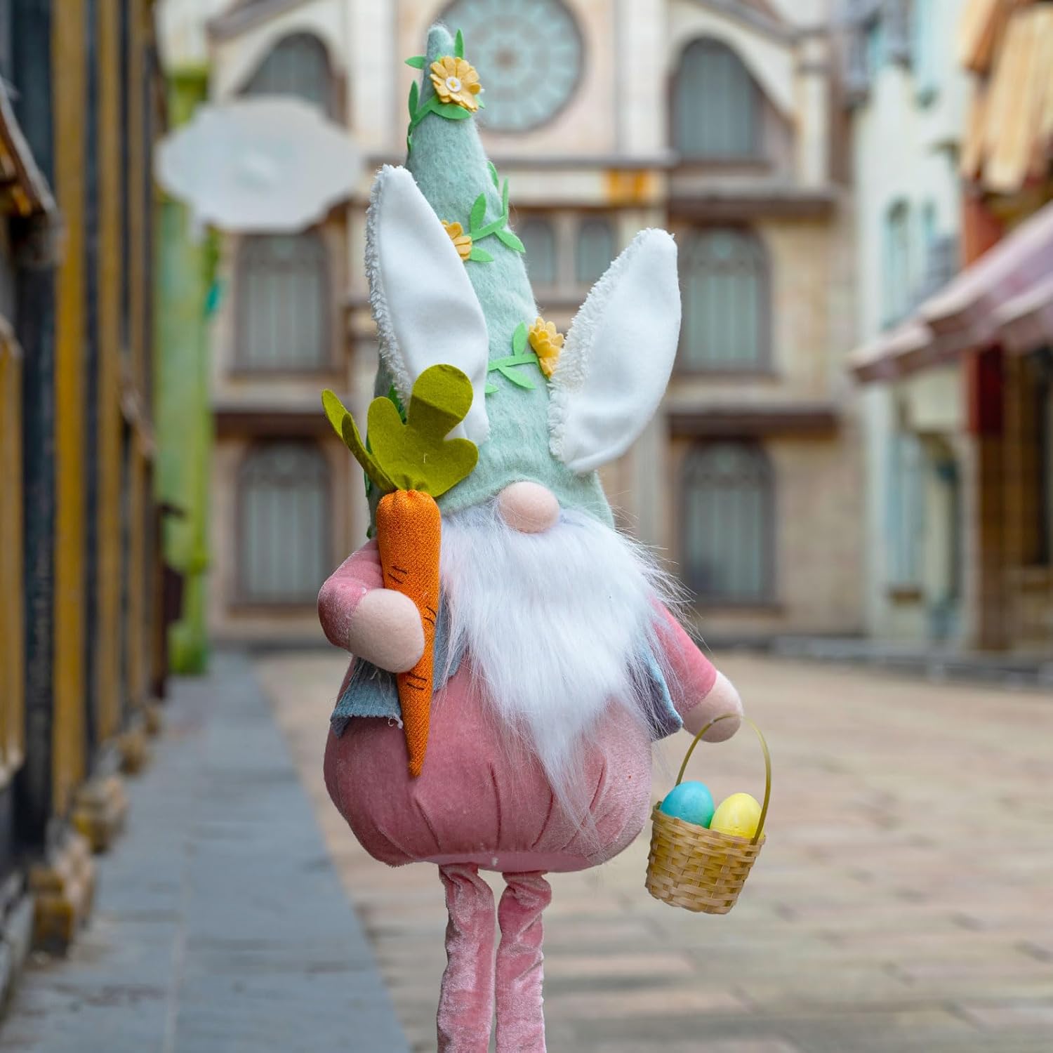 Unanscre Easter Bunny Gnome Plush Decoration - Large 26’’-36’’ Rabbit with Retractable Legs for Home Decor