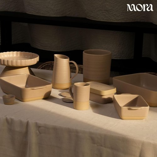 Mora Ceramic Baking Dishes Set of 2 - Versatile Porcelain Casserole & Loaf Pans | 7x11 in, Mushroom Color