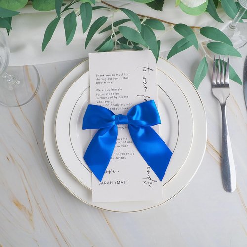 AIMUDI Royal Blue Satin Twist Tie Bows - Pre-Tied Gift Wrapping & Craft Bows | 36 Pcs for Baby Showers & Weddings