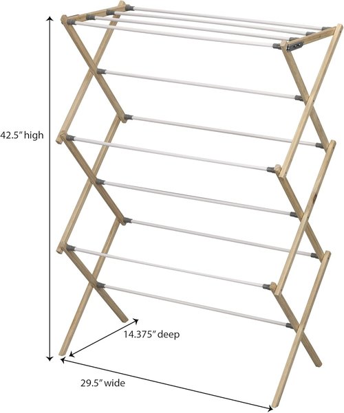Household Essentials X-Frame Clothes Drying Rack - Sturdy Wood Frame with 23.8 Feet Hanging Space | Easy Assembly, Natural Finish