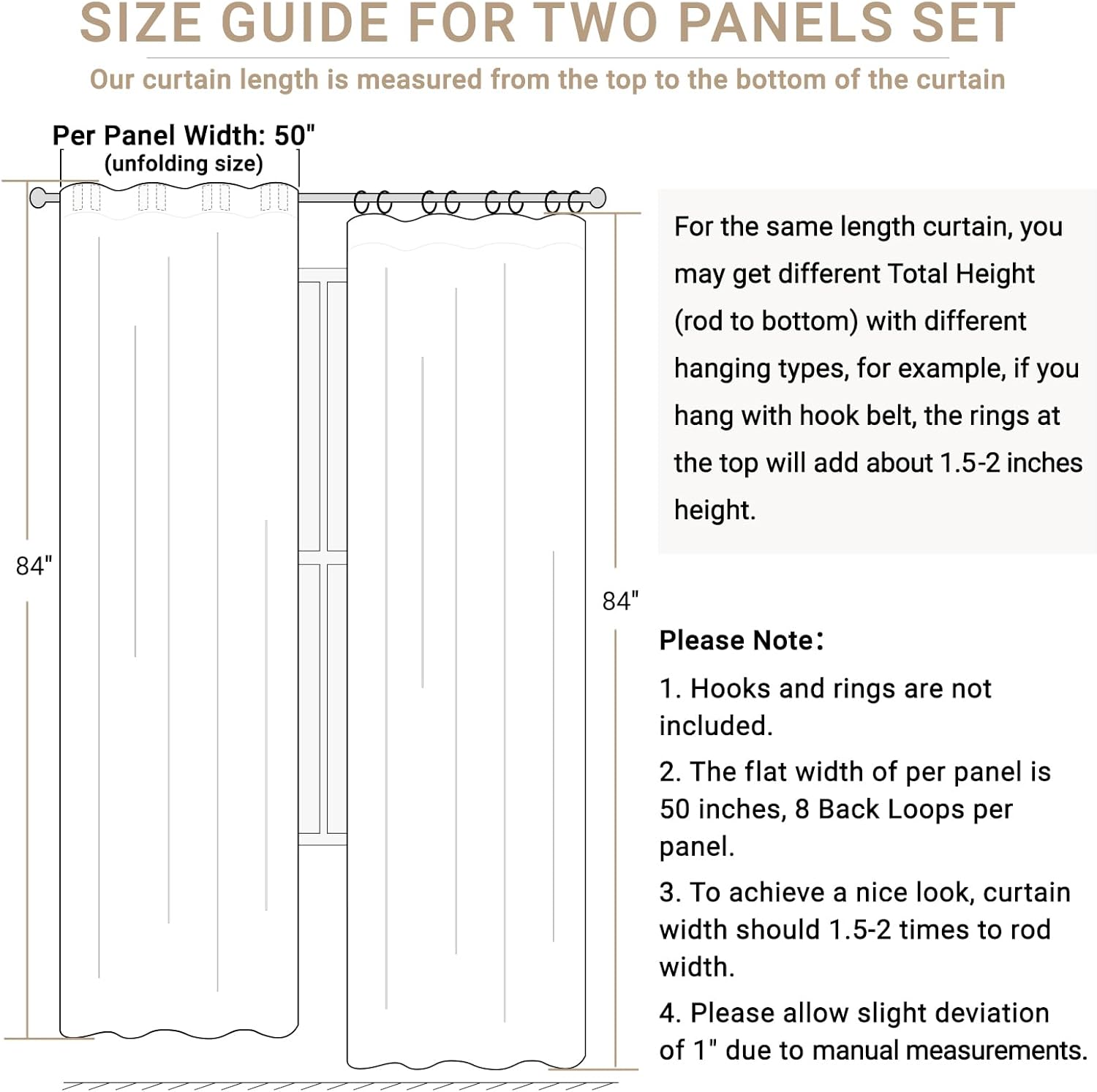 Skiennix 100% Blackout Linen Curtains - Thermal Insulated Drapes for Bedroom | 50" W x 80" L, Oatmeal