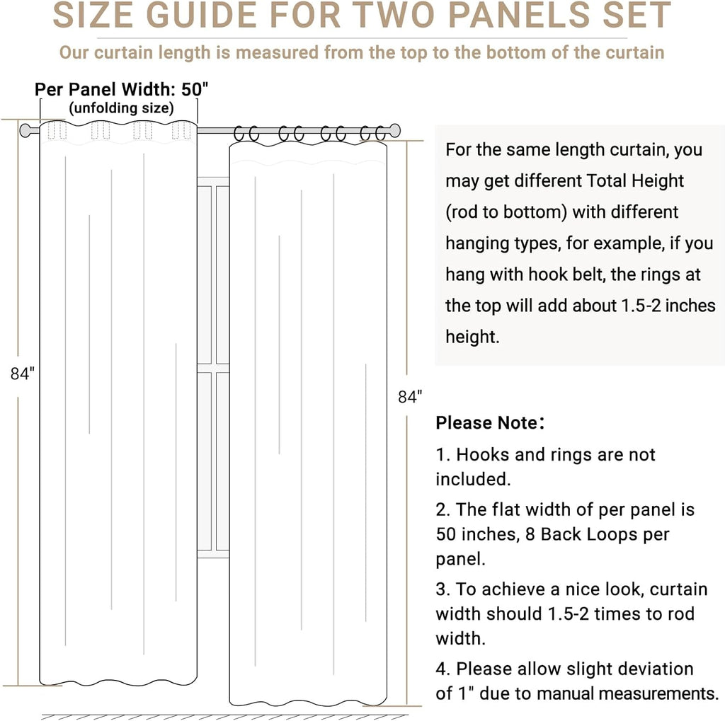 Skiennix 100% Blackout Linen Curtains - Thermal Insulated Drapes for Bedroom | 50" W x 102" L, Oatmeal, 2 Panels Set