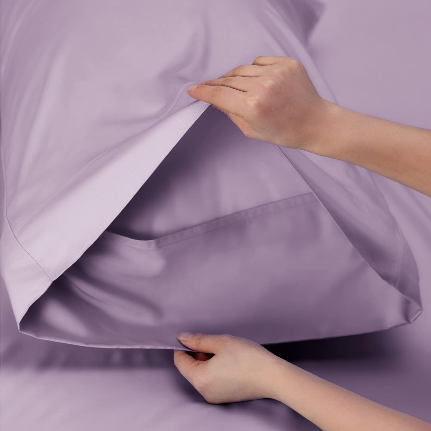 Bedsure King Size Cooling Sheets Set - Breathable & Soft Rayon from Bamboo, Deep Pocket, Lilac