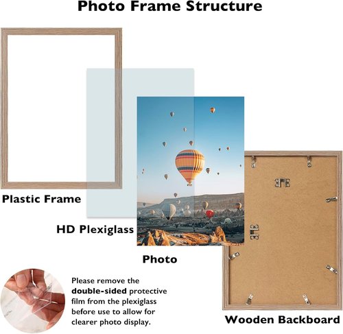 JCJMY 10x16 Rustic Brown Picture Frame - Durable Wall Mounting for Horizontal or Vertical Display