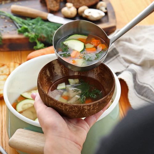 Bokon 24 Pcs Coconut Shell Bowls Polished Wooden Bowls Natural for Smoothie Acai Salad Vegan Gifts Kitchen Decor (Large)