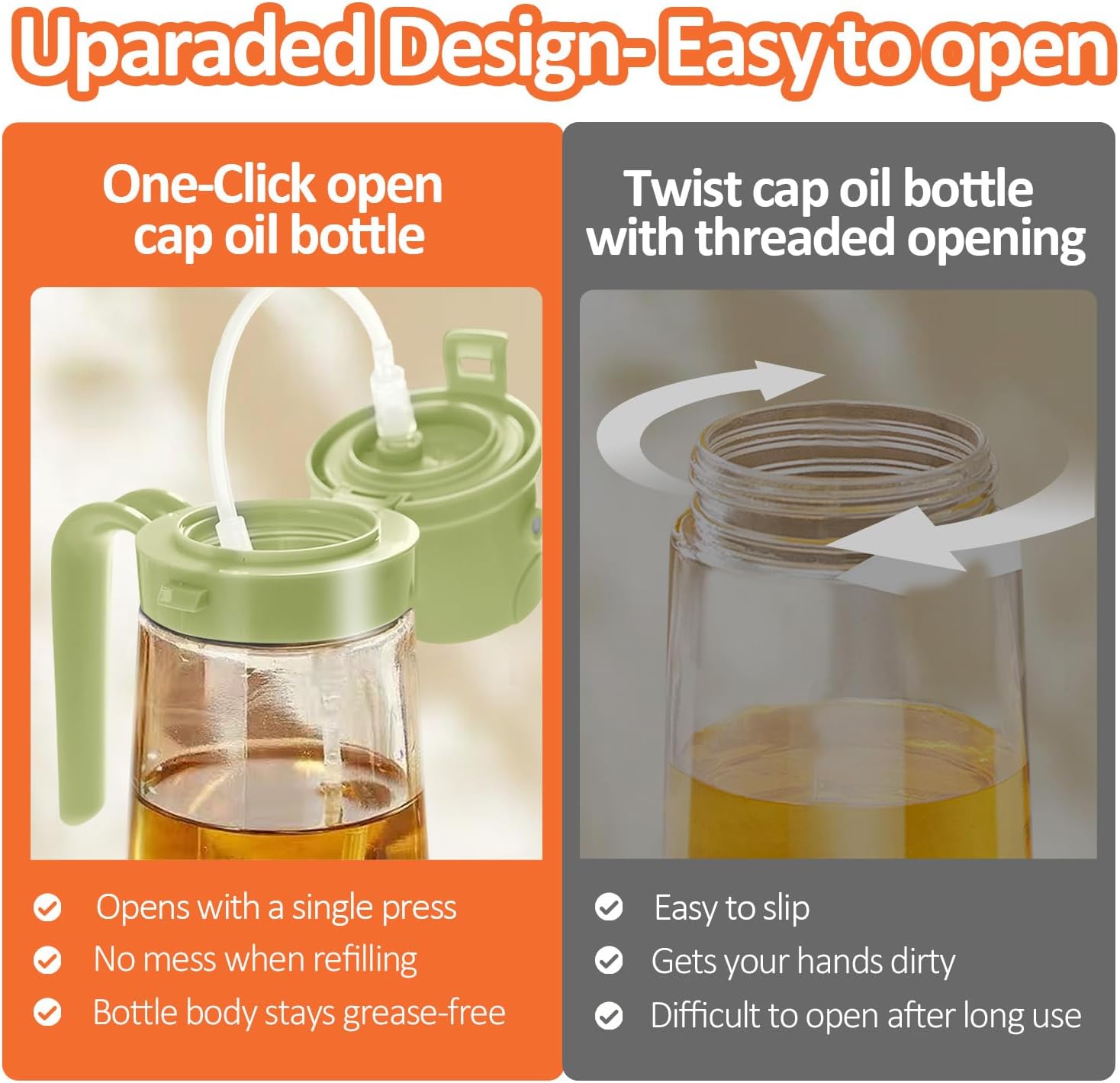 YARRAMATE Oil Sprayer - 16oz Easy Refillable Glass Dispenser for Cooking | Food-Grade, Green