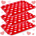 JarThenaAMCS 3Pcs Valentine' s Day Serving Trays Reusable Serving Dishes Red Pink Heart Decorative Platter for Wedding Party Sharing Snacks Fruits Dessert, 13 x 10 Inch