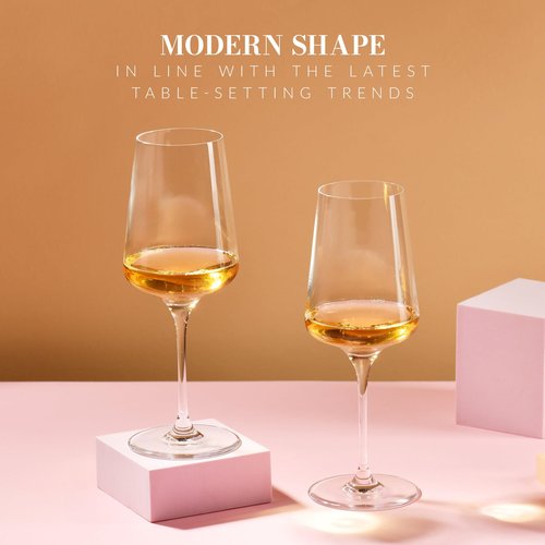 Krosno White and Sparkling Wine Glasses, 6 piece set, 13.52 oz , Infinity Collection, Elegant, Crystal Glass, Lead-free Glass, Dishwasher Safe, Made in Europe