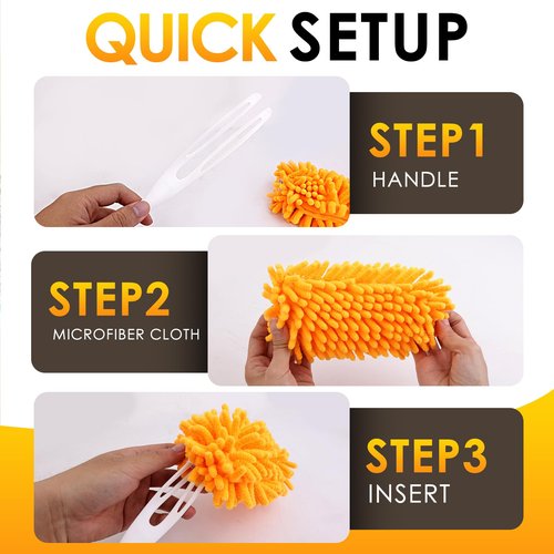 Redones Dusters for Swiffer - Reusable Duster Refill Compatible with Swiffer Hand Duster(8 Pack+1Handle), 360 Heavy Duty Dusters Refills