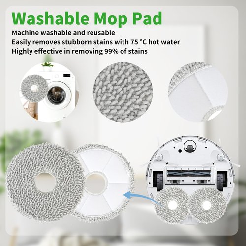 18 PCS Accessories for Roborock Qrevo S5V/ Qrevo Curv/Qrevo Edge S5A Robot Vacuum, Replacement Parts Dual Main Brush, Side Brush, Washable Filter, Mop Pad, Dust Bag