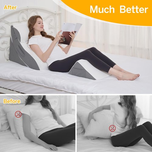 Ziixmile Wedge Pillow Set for After Surgery – 4PCS Orthopedic Bed Wedge Pillows for Sleeping – Adjustable Memory Foam Triangle Support for Back Pain Relief, Acid Reflux & Recovery (Grey)