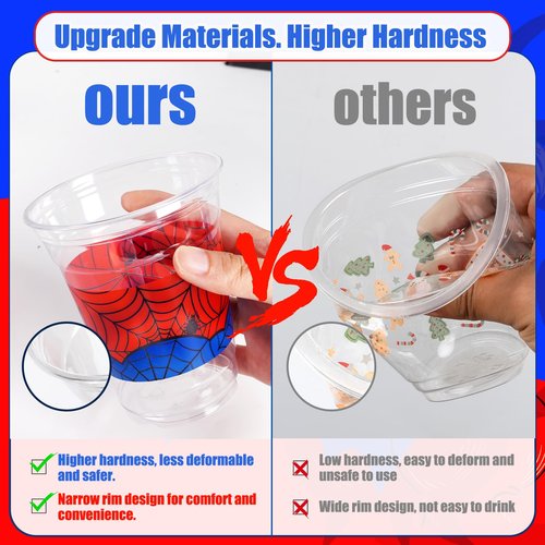 50Pcs Spider Web Birthday Party Decorations Cups, 12 OZ Disposable Plastic Drinking Cups Hot Cold Drink Wine Coffee for Home Sports Birthday Christmas Themed Holiday Party Supplies Favors