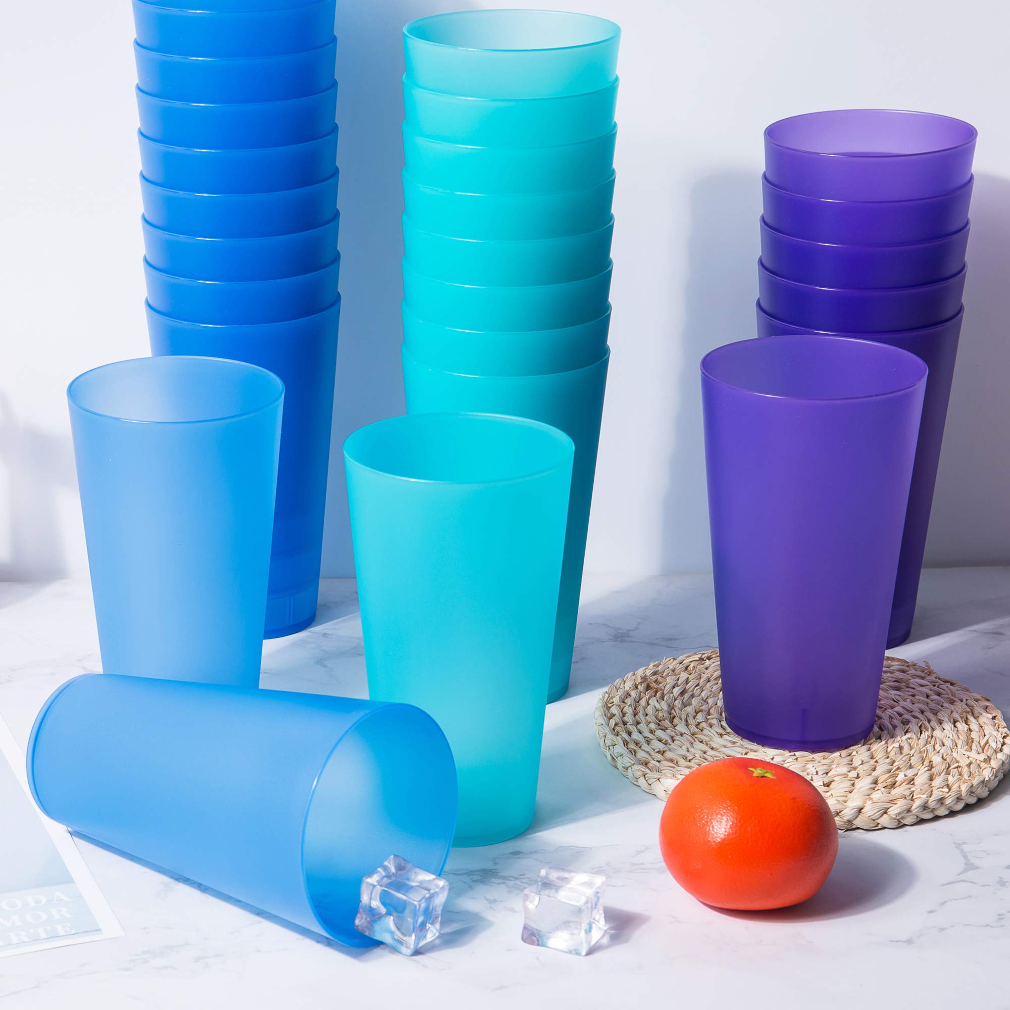 KX-WARE 32-ounce Plastic Tumblers/Large Drinking Glasses/Party Cups/Iced Tea Glasses Set of 6, 6 Assorted Colors | Unbreakable, Dishwasher Safe, BPA Free