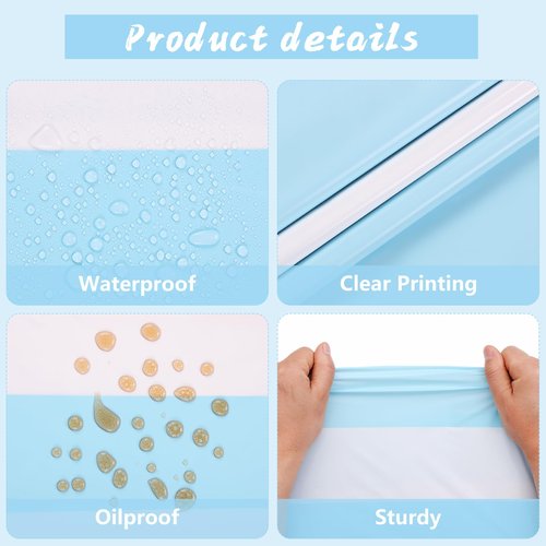 Kesfey 3 Packs Light Blue and White Striped Table Cloth 54 x 108 Inches Bluey Stripe Table Cover Disposable Plastic Beach Tablecloths Waterproof Rectangle Picnic Tablecover for Pool Birthday Party