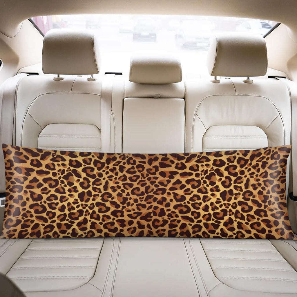 Leopard Design Body Pillow Covers Decorative Soft Bedding Satin Pillowcase with Zipper Closure Cooling Breathable Long Pillow Case-21"x 54"