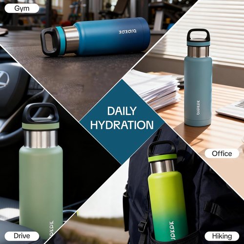 BJPKPK Insulated Water Bottle - 18oz Stainless Steel Flask with Handle | Double-Wall Vacuum Insulation, Indigo Black