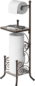 Simple Houseware Toilet Tissue Roll Holder - Stylish Bathroom Stand with Shelf in Bronze Finish