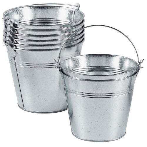 OBTANIM 8 Pack Galvanized Metal Buckets with Handle Ice Pails for Plants, Succulents, Party Favors Organizing, Rustic Home Decor or Classrooms Pencil Storage (6 x 4.3 inch)