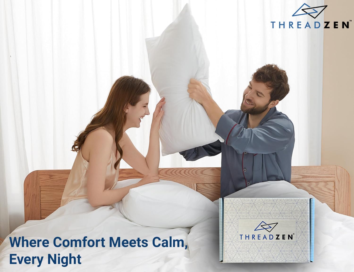 THREADZEN King Pillowcases Set of 2 – 100% Cotton, 600 Thread Count, Soft & Breathable, 21x41 Inches Pillow Covers with Z-Hem & Envelope Closure – Hotel Quality, Easy Care, White