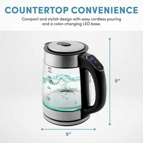 AROMA® Professional 1.7L / 7-Cup Digital Glass Water Kettle (AWK-170D)