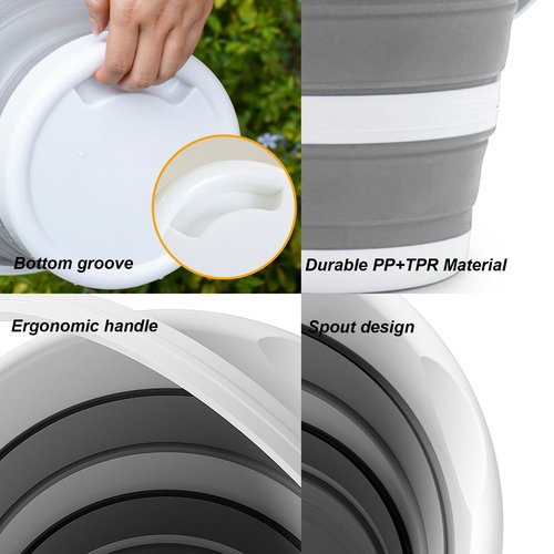 Collapsible Bucket 2.6 Gallon 10L Water Bucket for Cleaning Foldable Portable Plastic Mop Bucket with Handles Indoor Household Outdoor Car Wash Camping Fishing