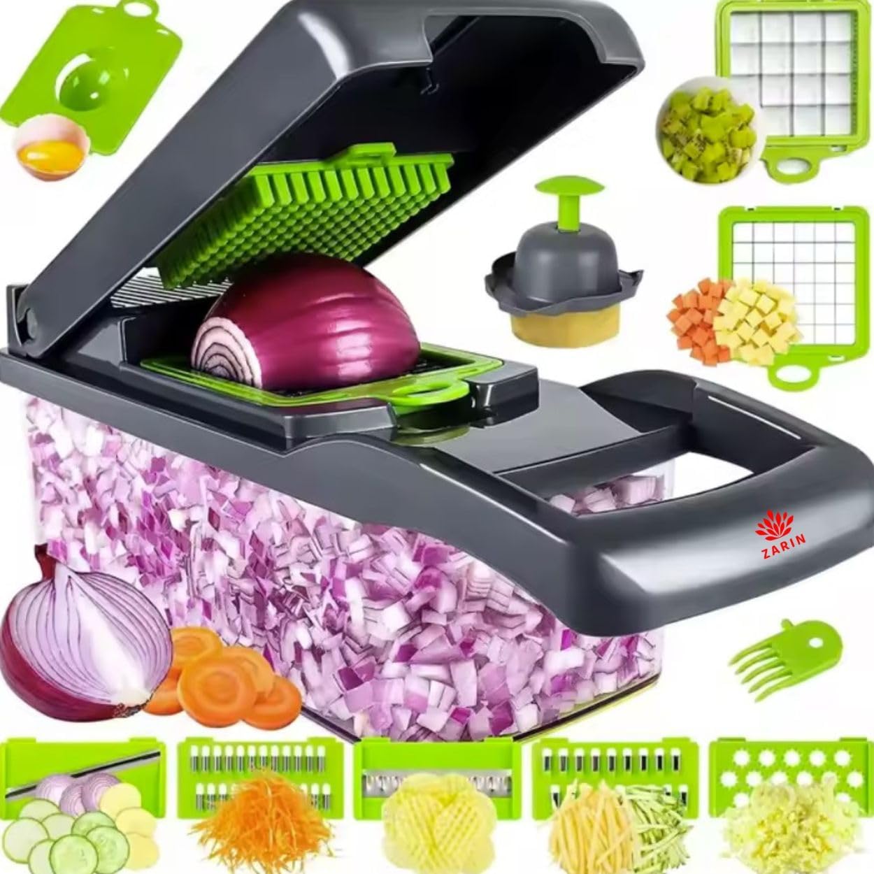 ZARIN 16-in-1 Vegetable Chopper & Slicer - Multi-Function Kitchen Gadget for Effortless Meal Prep