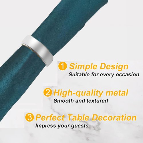 8 Pcs Silver Napkin Rings-Stainless Steel Napkin Rings,Metal Napkin Ring for Table Settings Wedding Christmas Party Dinner Table(Semicircle)