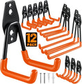 HUPBIPY Heavy Duty Garage Hooks - 12 Pack Steel Wall Mount Storage Organizer for Tools & Bikes
