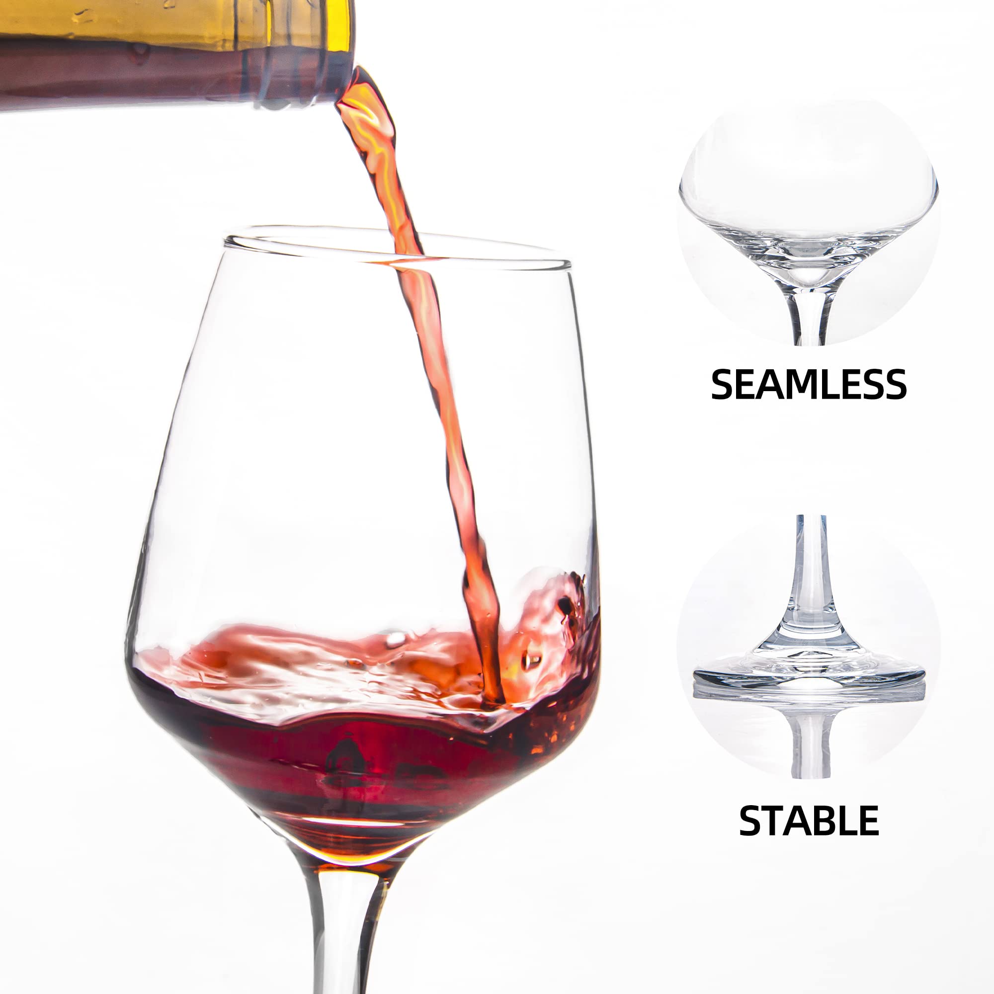 HAKEEMI Red/White Wine Glasses Set of 6, 12 oz Clear Wine Glasses with Stem, Dishwasher Safe