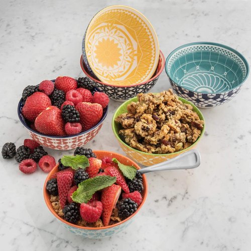 Annovero Mugs, Dessert Bowls | Kitchen Serving Dishes | Microwave Oven Safe | Colorful Porcelain Dinnerware