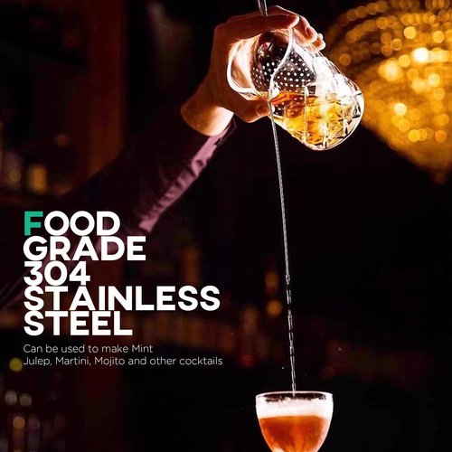 Homestia Julep Strainer Stainless Steel Bar Strainer Cocktail Spoon for Home or Commercial Bar Use, Professional Bartender Julep Strainer for Cocktail Drinks Shakers Mixing Glasses