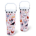 30 oz Tumbler with Handle Flip Straw Leak Proof - Chicken and Rooster Design 30oz Tumbler Travel Coffee Mug with Handle - Birthday Gifts for Women Chicken Lovers 30 Ounce Stainless Steel Cup